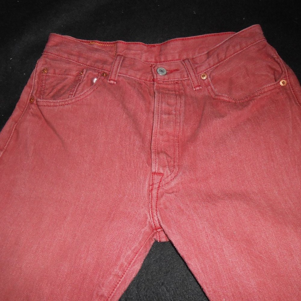 LEVI'S 501 RED DENIM JEANS SIZE W 31 L 30